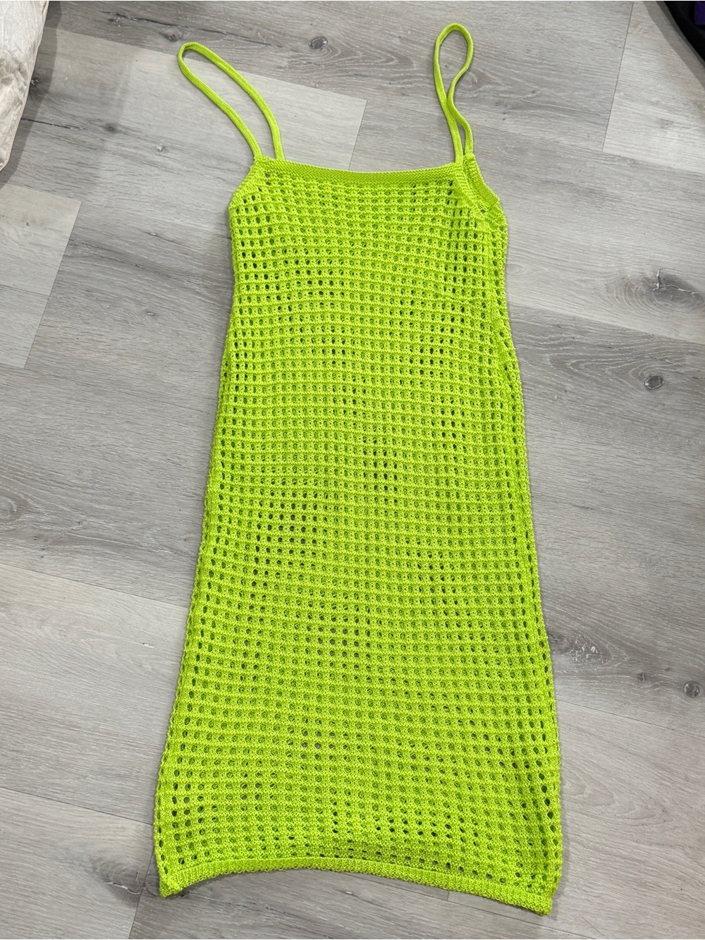 Neon Green Crochet Slip Dress - Women